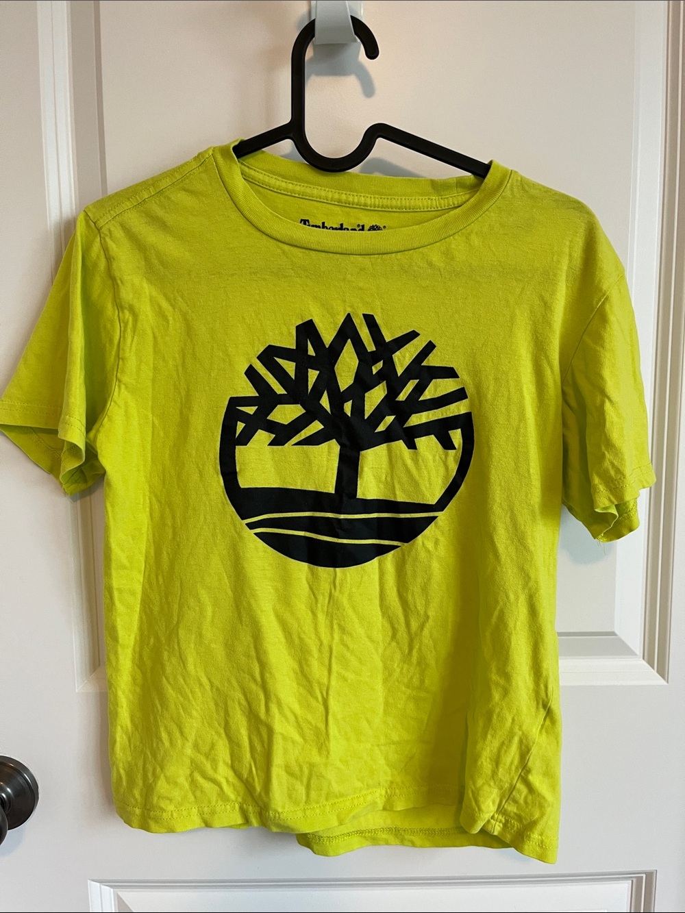 Timberland Neon Yellow Short Sleeve Tee with Black Tree Logo